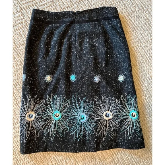 Anthropologie Beth Bowley Floral Embroidered Skirt -2 - Picture 2 of 10